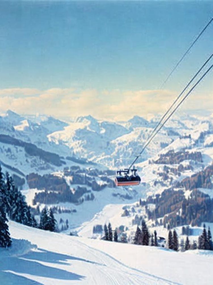 Adelboden, Switzerland Vintage Skiing Poster