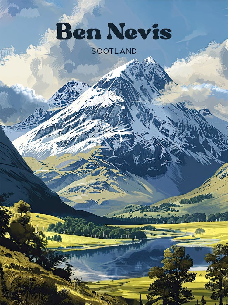Ben Nevis Scotland Grampian Mountains Digital Travel Art