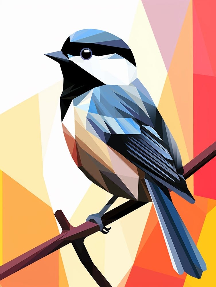 Colourful Geometric Bird Carolina Chickadee 1
