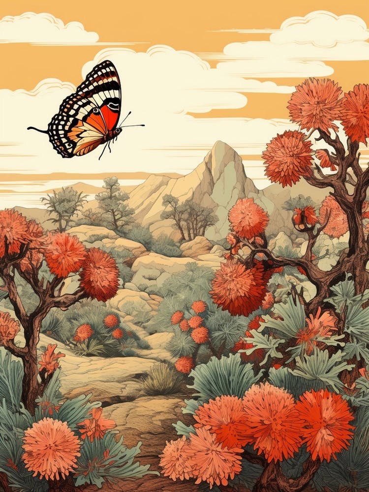 Butterfly With Desert Plants 4