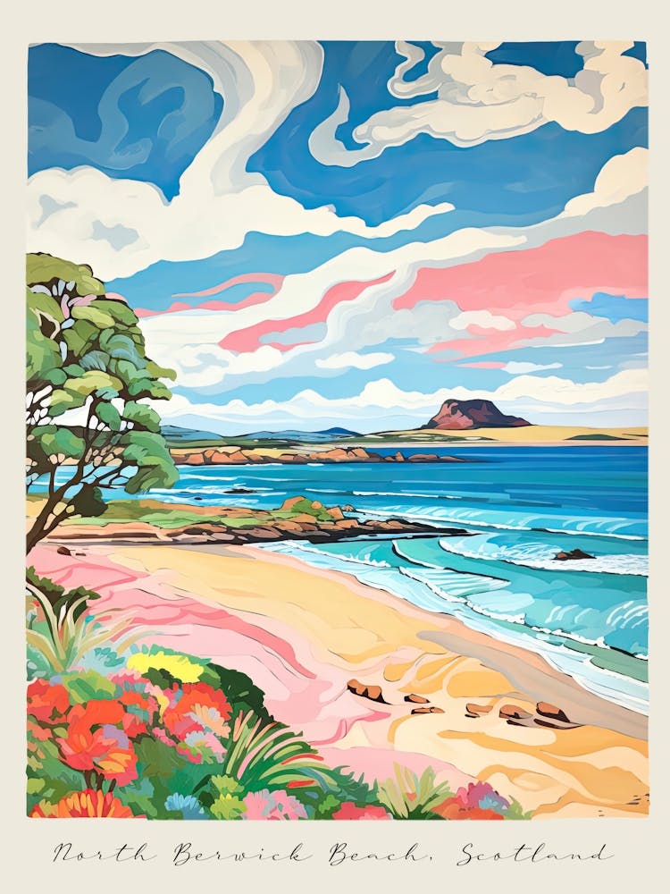 Poster Of North Berwick Beach, East Lothian, Scotland, Matisse And Rousseau Style 1