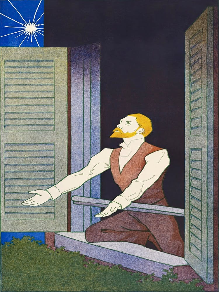 Vintage Man In Front Of A Window Illustration, Edward Penfield