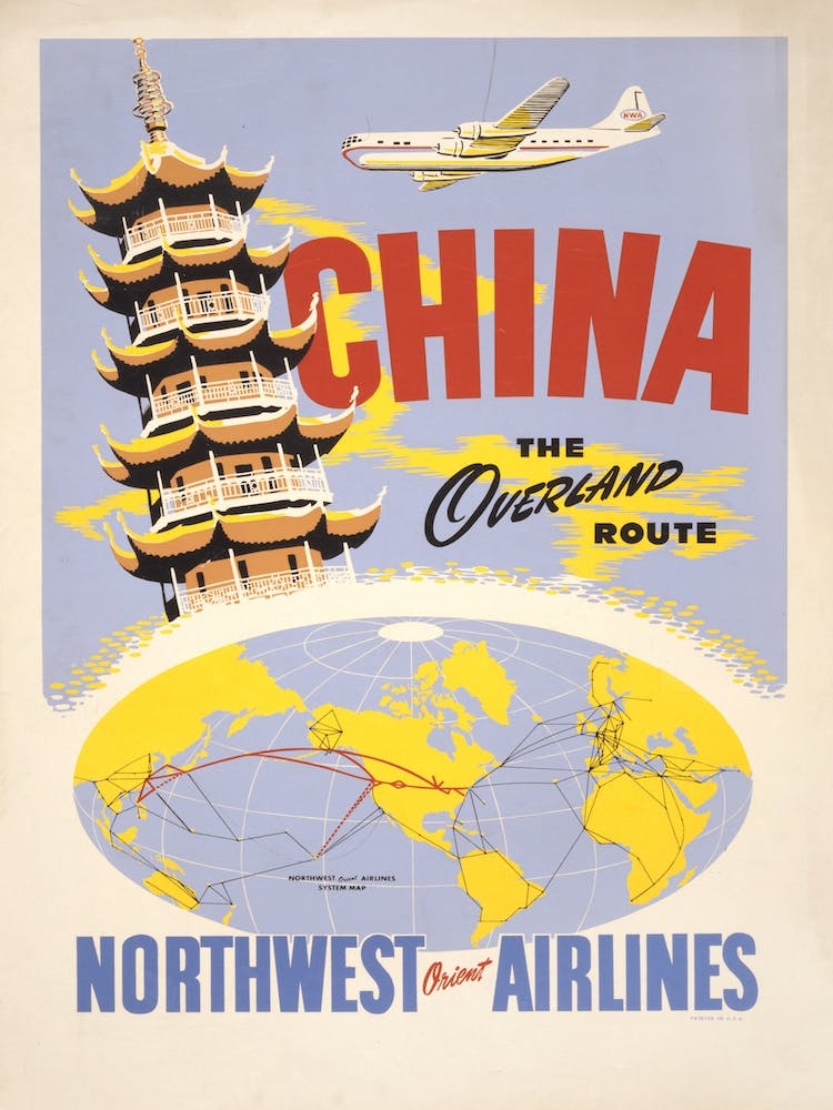 Northwest Orient Airlines Vintage Poster
