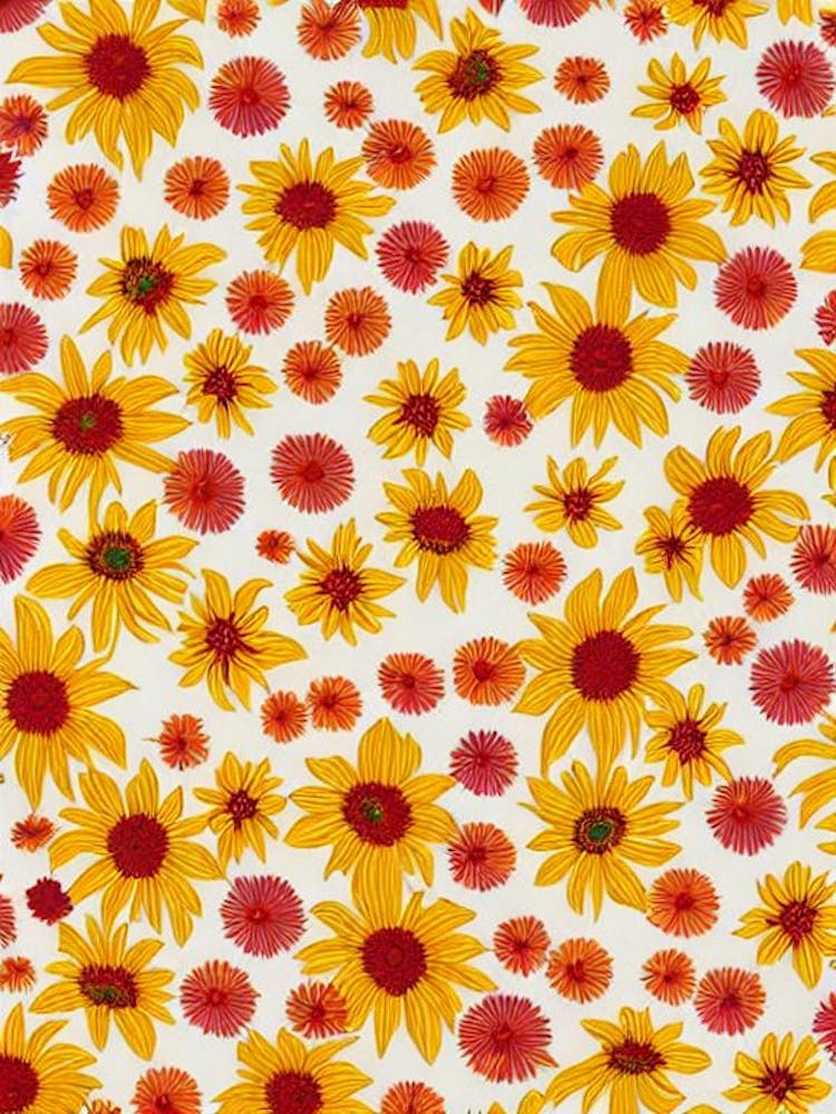 Yellow Coneflower Floral Print Retro Pattern 2 Flower