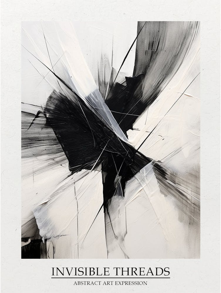 Invisible Threads Abstract Black And White 1 Poster