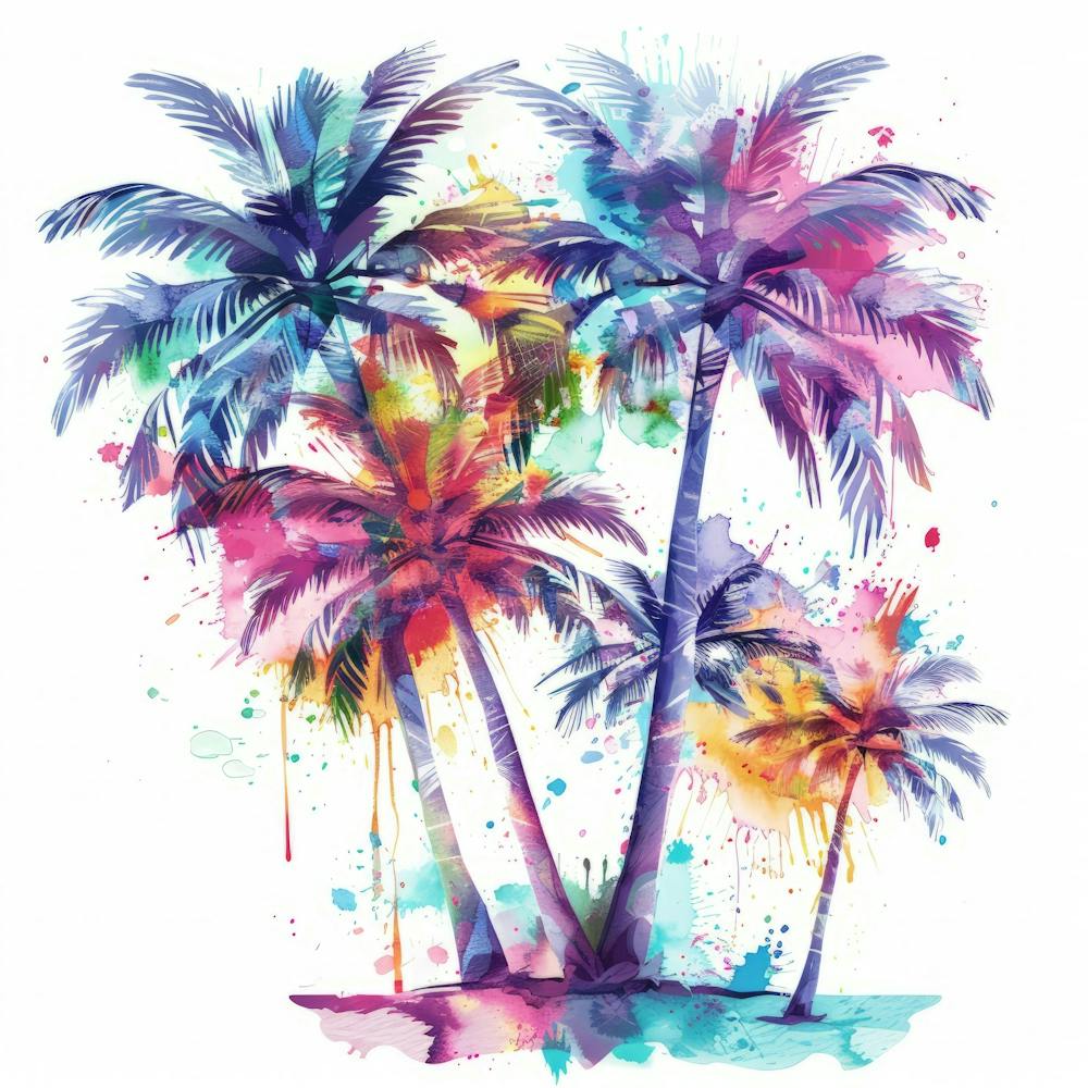 Palmiers à l'Aquarelle