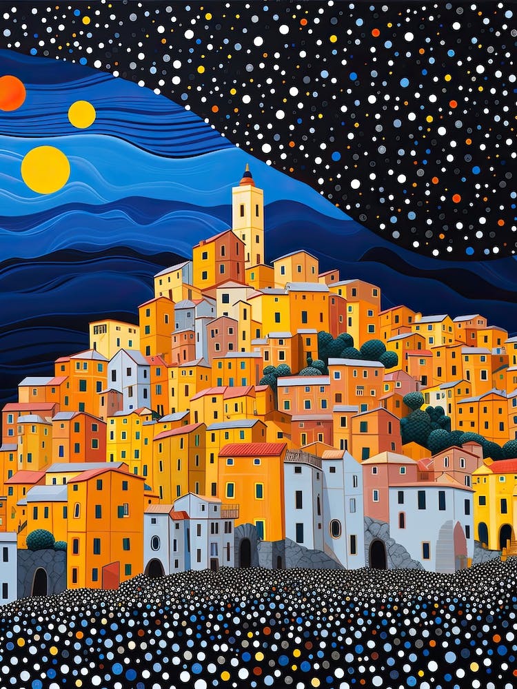 Cinque Terre, Italy, Illustration In The Style Of Pop Art 4