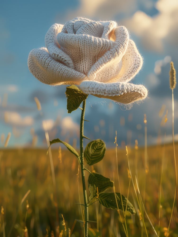 White Rose Knitted In Crochet 1