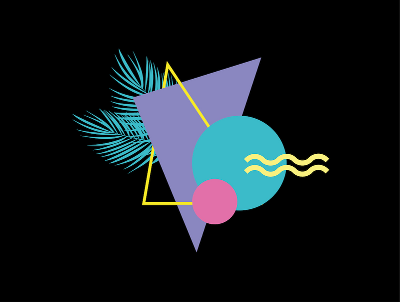 Memphis Pattern Rétro Synthwave Nostalgie des Années 80 Œuvre d'Art Palmier