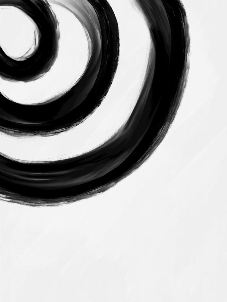 Spiral - Black And White Painting