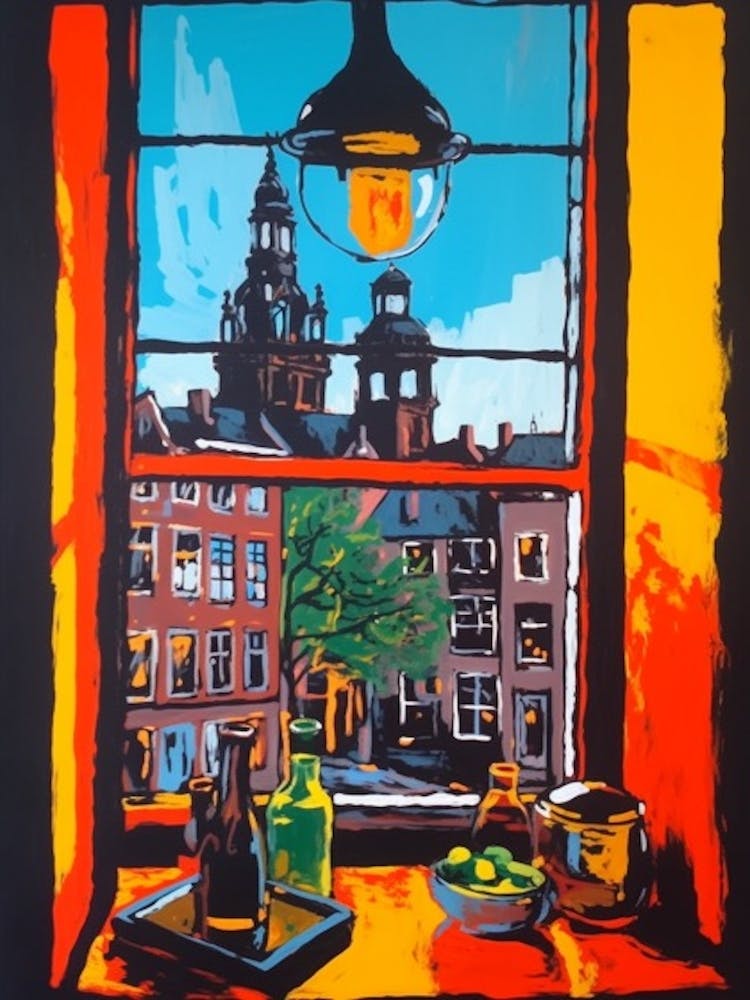 A Window View Of Amsterdam In The Style Of Pop Art 3