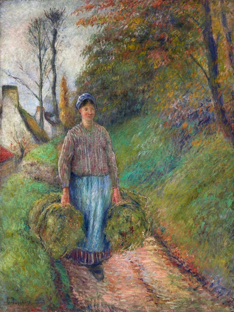 Peasant Woman Carrying Two Bundles Of Hay (1883), Camille Pissarro