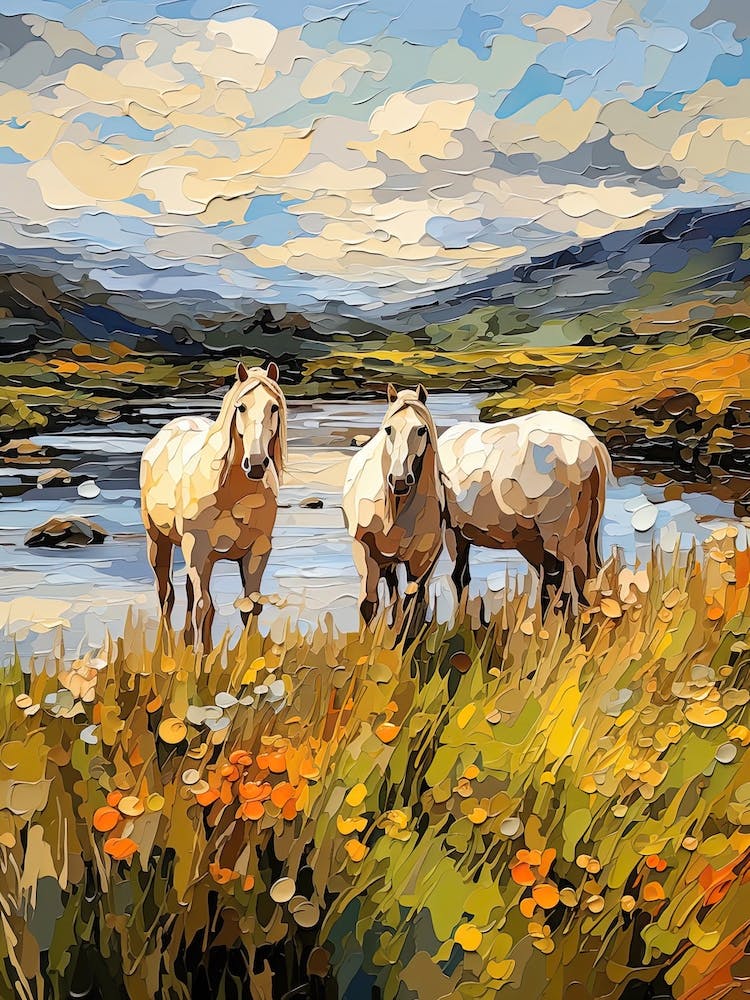 Horses Painting In Lake District, England 1