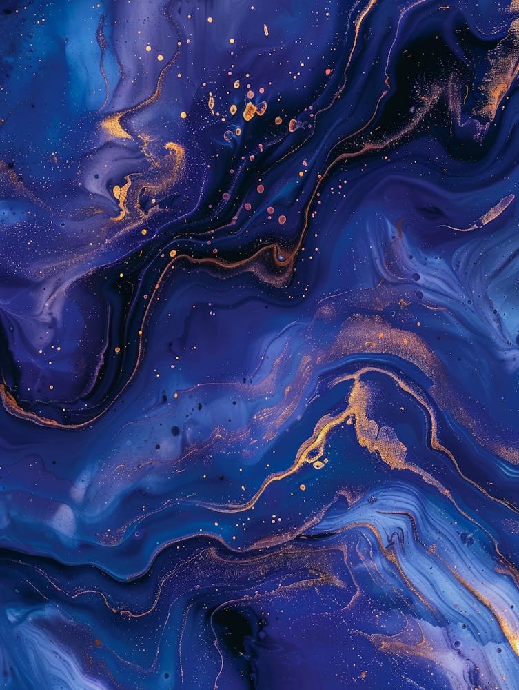 Abstraktes Blau- und Goldgemälde 5