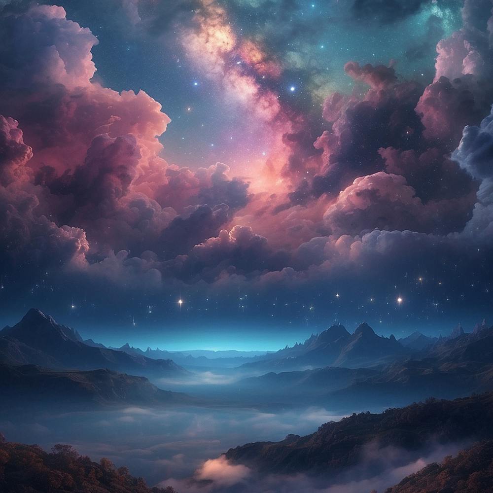 Night Sky With Clouds And Stars