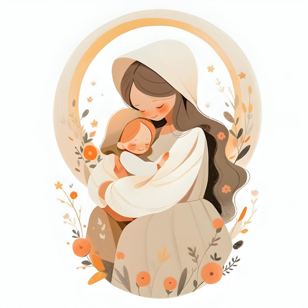 Serenity In Her Arms – Modern Mother’s Love Wall Art