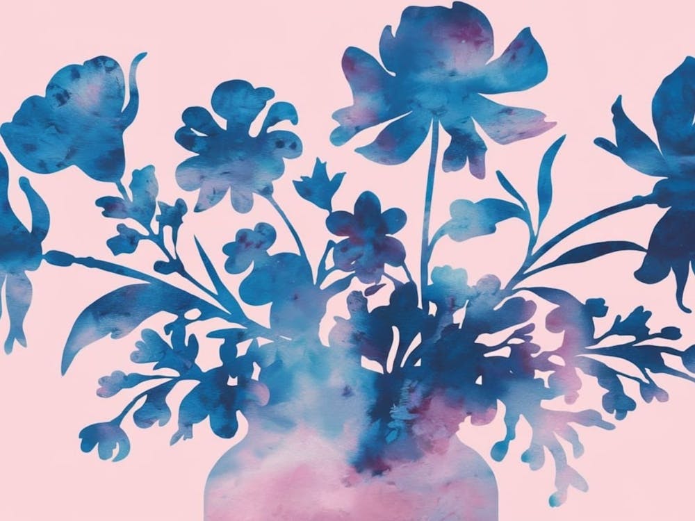 Indigo Bloom Silhouettes - Abstract Watercolor Floral