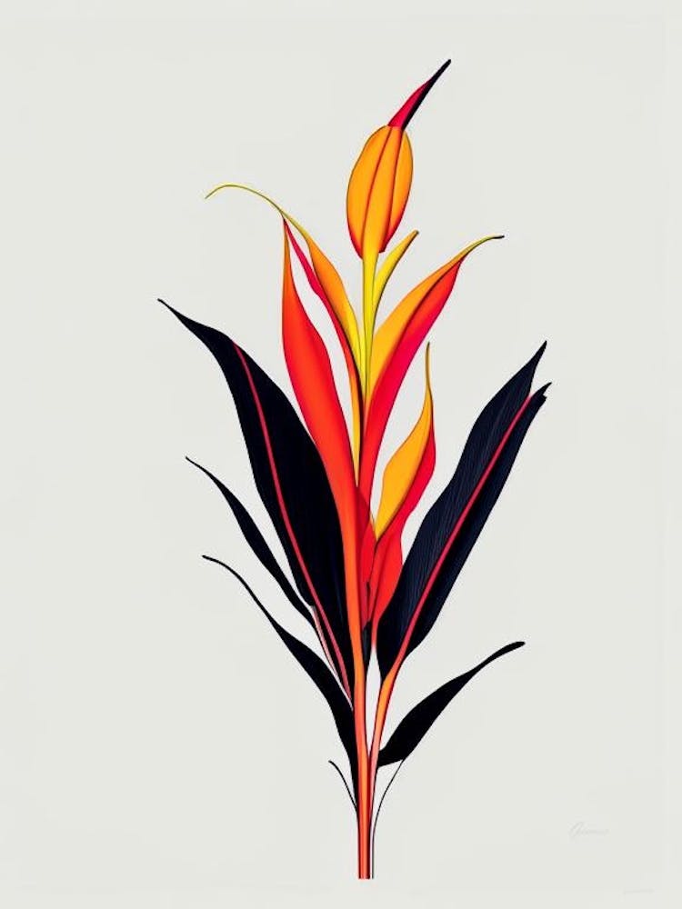 Heliconia Floral Minimal Line Drawing 5 Flower