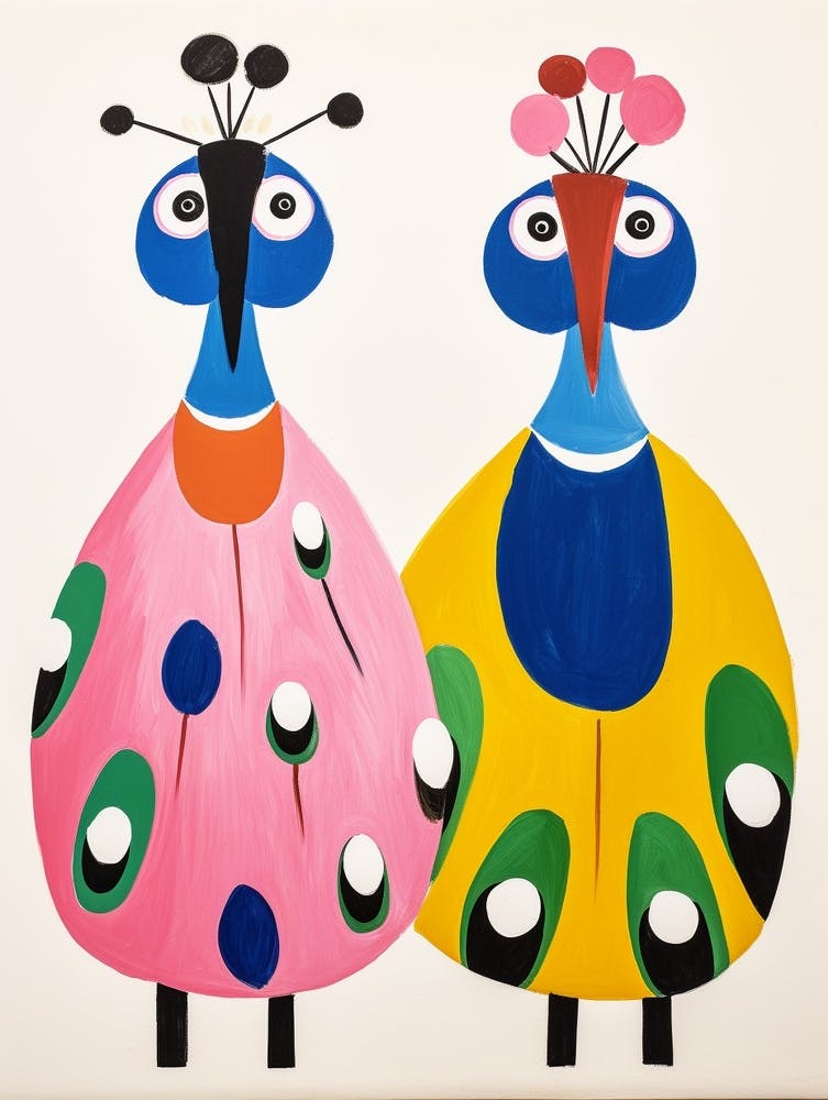 Art Animalier Coloré pour Enfants Paon 2