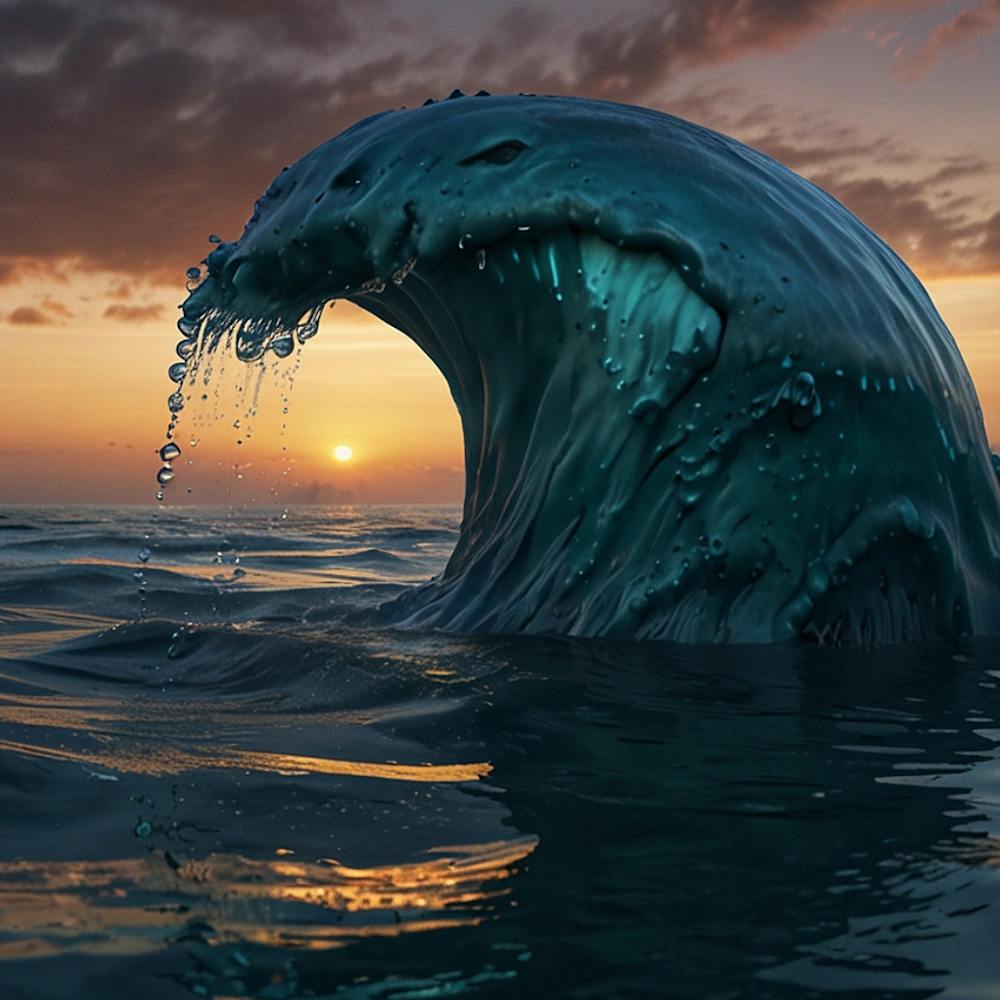Ocean Wave At Sunset