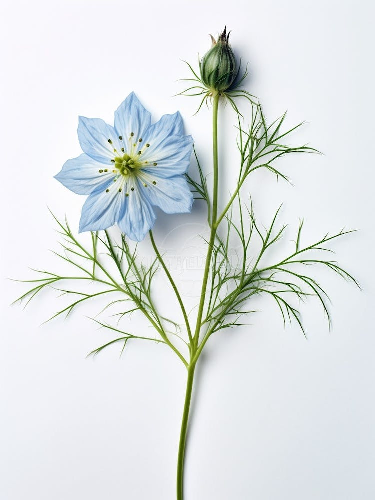 Pressed Flower Botanical Art Love In A Mist Nigella 3