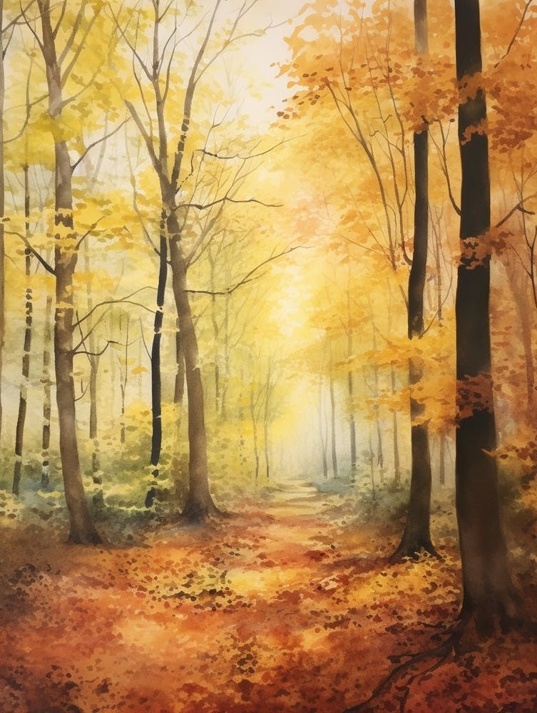 Autumn Forest Landscape The Forest Of Dean England