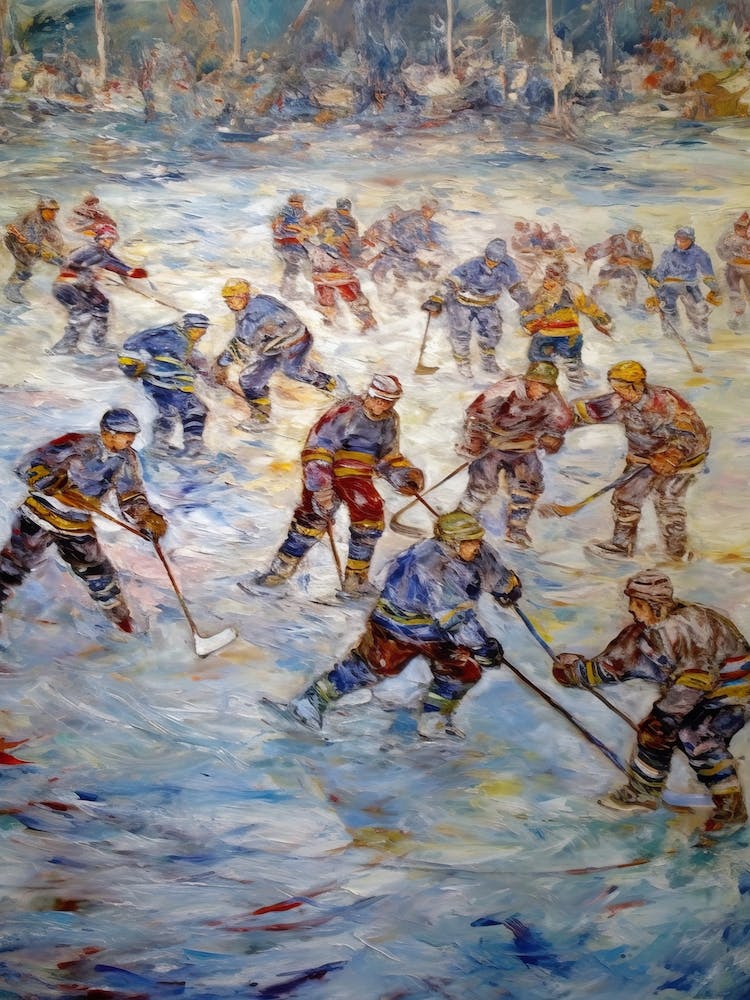 Ice Hockey In The Style Of Monet 1