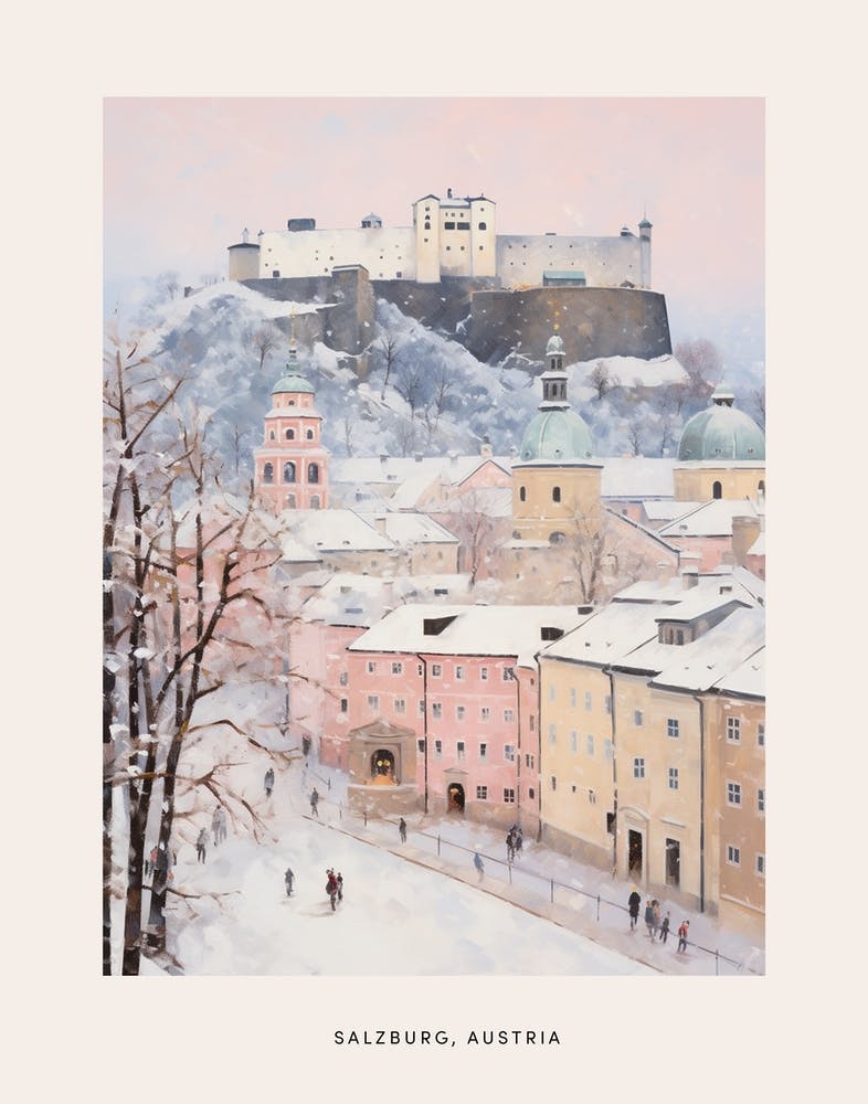 Dreamy Winter Painting Poster Salzburg Austria 5