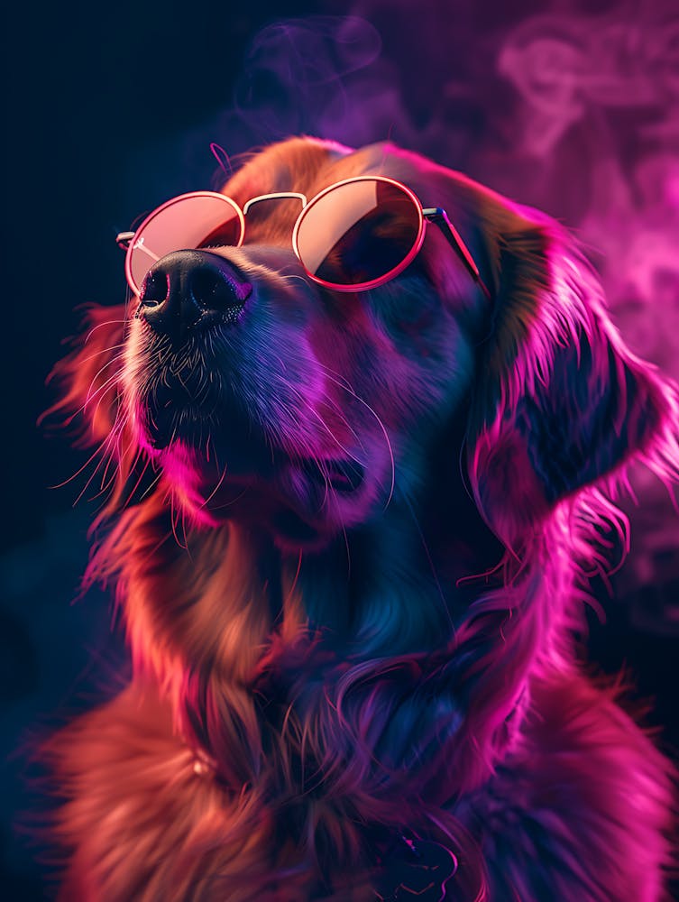 Beautiful Dog Under Neon Lights 9