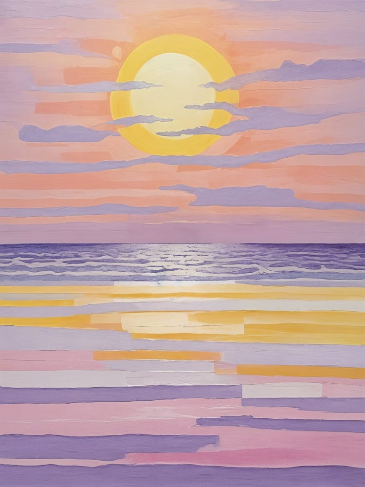 Sunset At The Beach In Lilac And Yellow no2