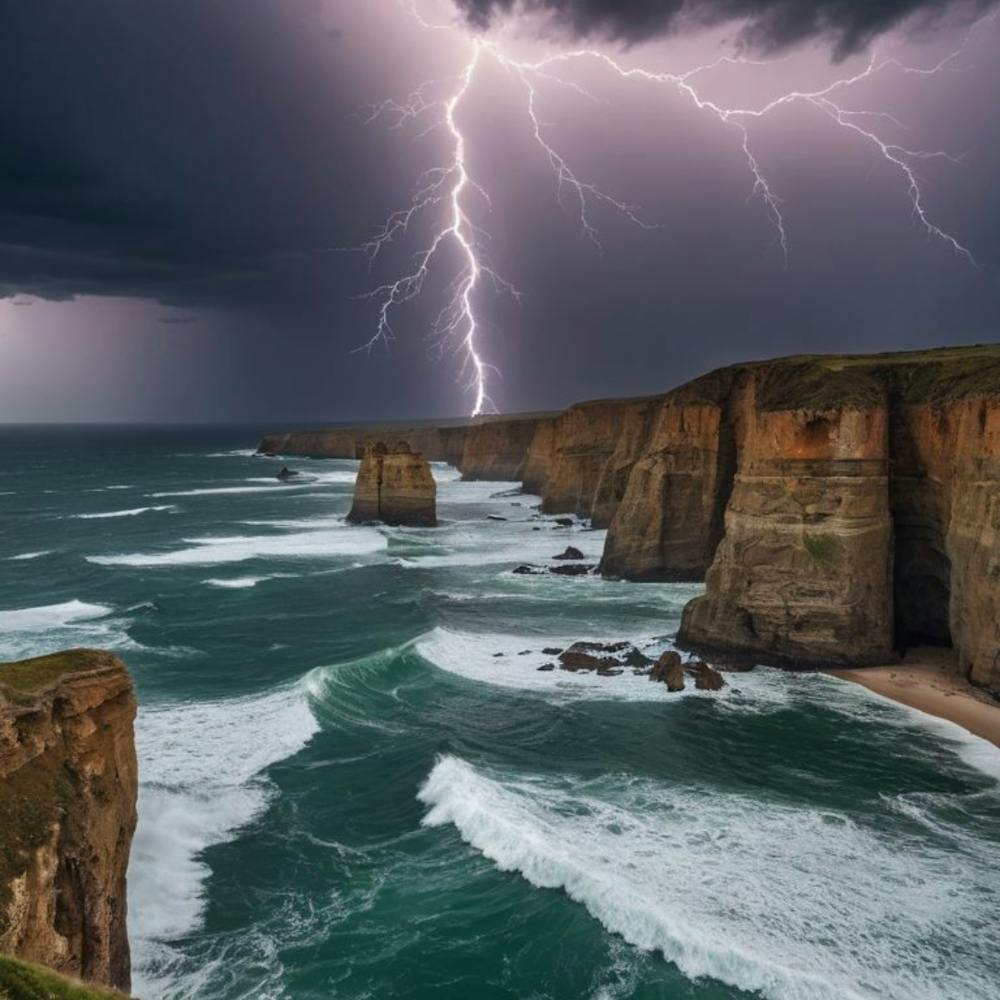 Lightning Over The Great Ocean Road