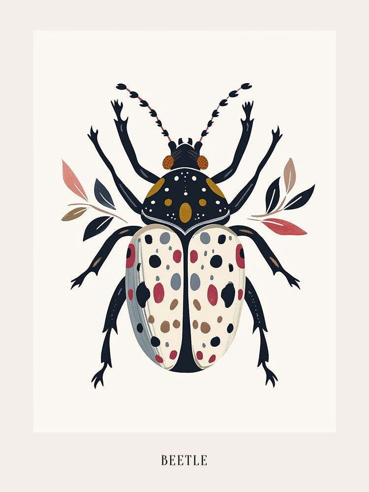 Colourful Insect Illustration Beetle 22 Poster