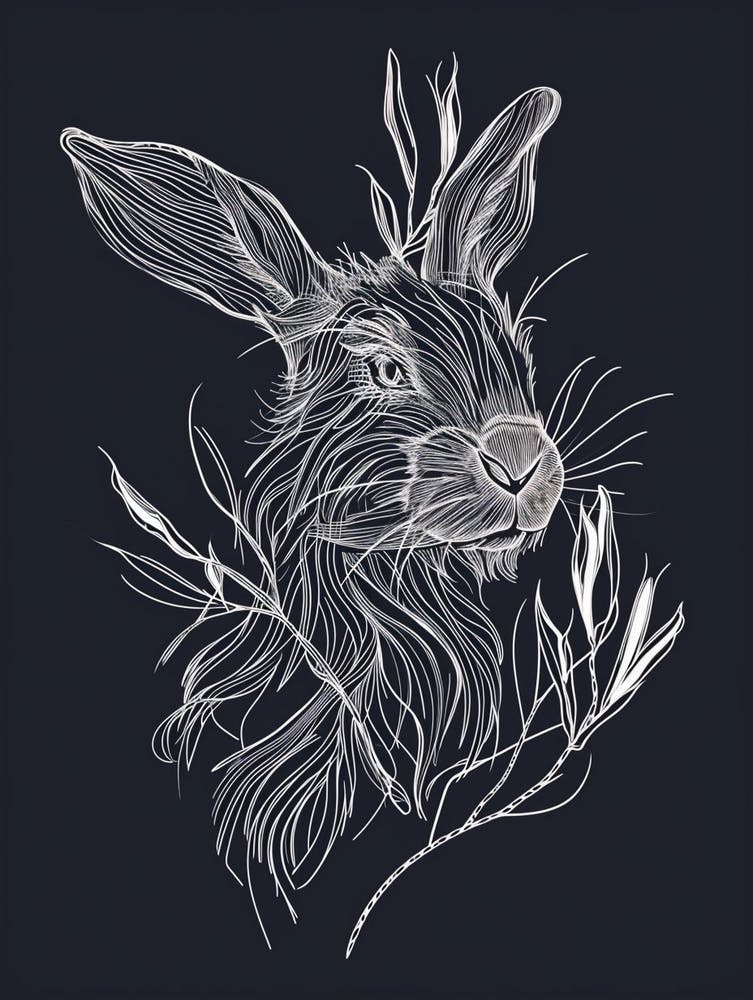 Lionhead Rabbit Minimalist Illustration 3