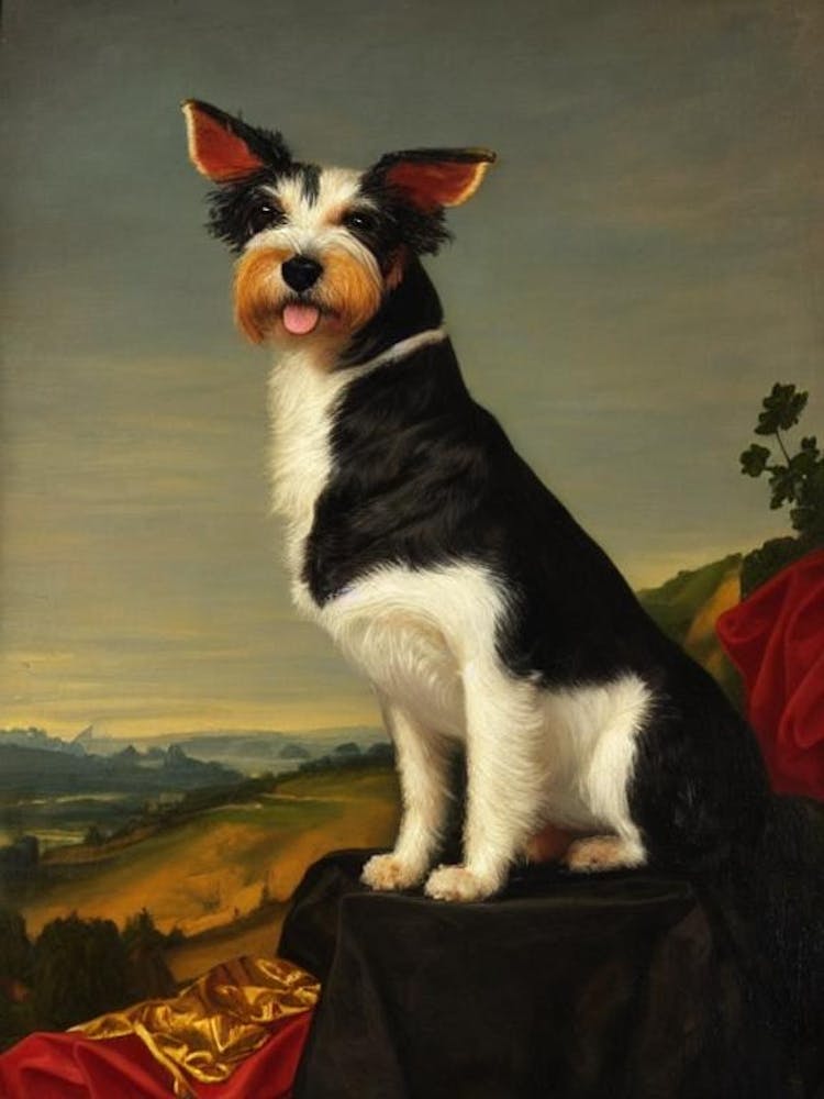 Wire Fox Terrier Renaissance Portrait Oil Painting