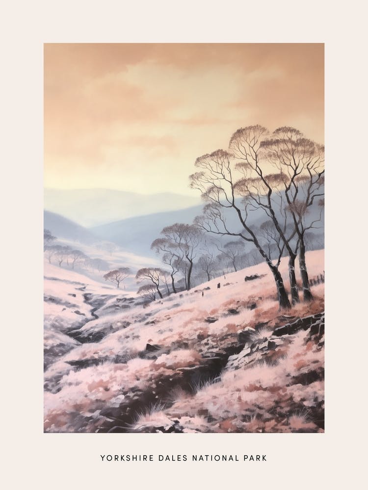Dreamy Winter National Park Poster  Yorkshire Dales National Park England 1