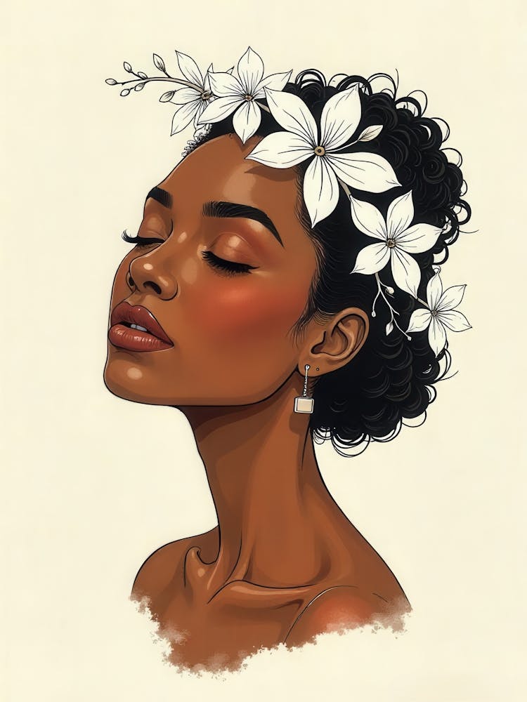 Black Woman With Flowers
