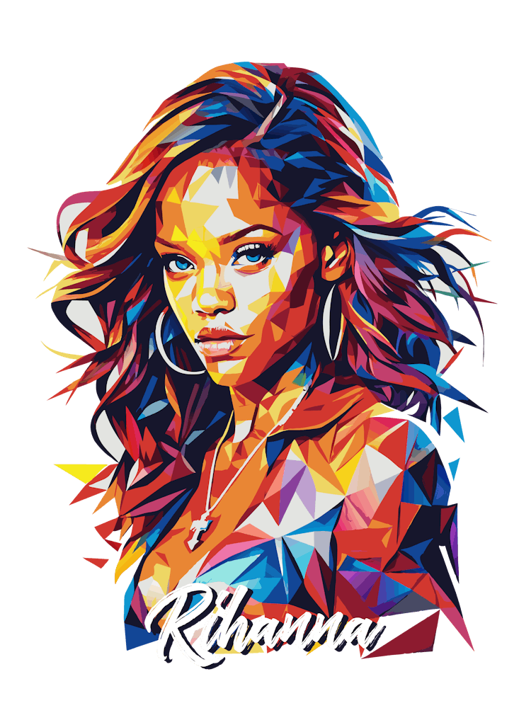 Rihanna 03 Portrait Music Icon WPAP Pop Art Style
