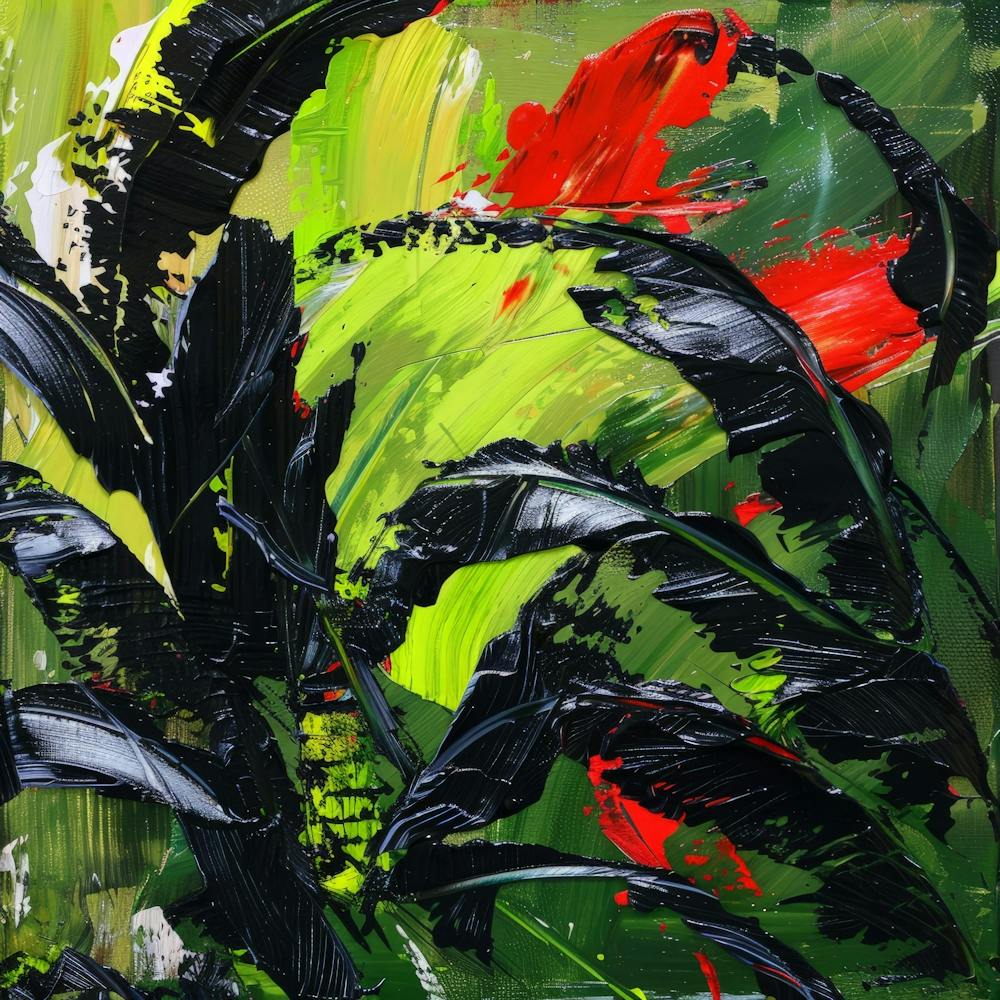 Abstract Of Black And Red Leaves