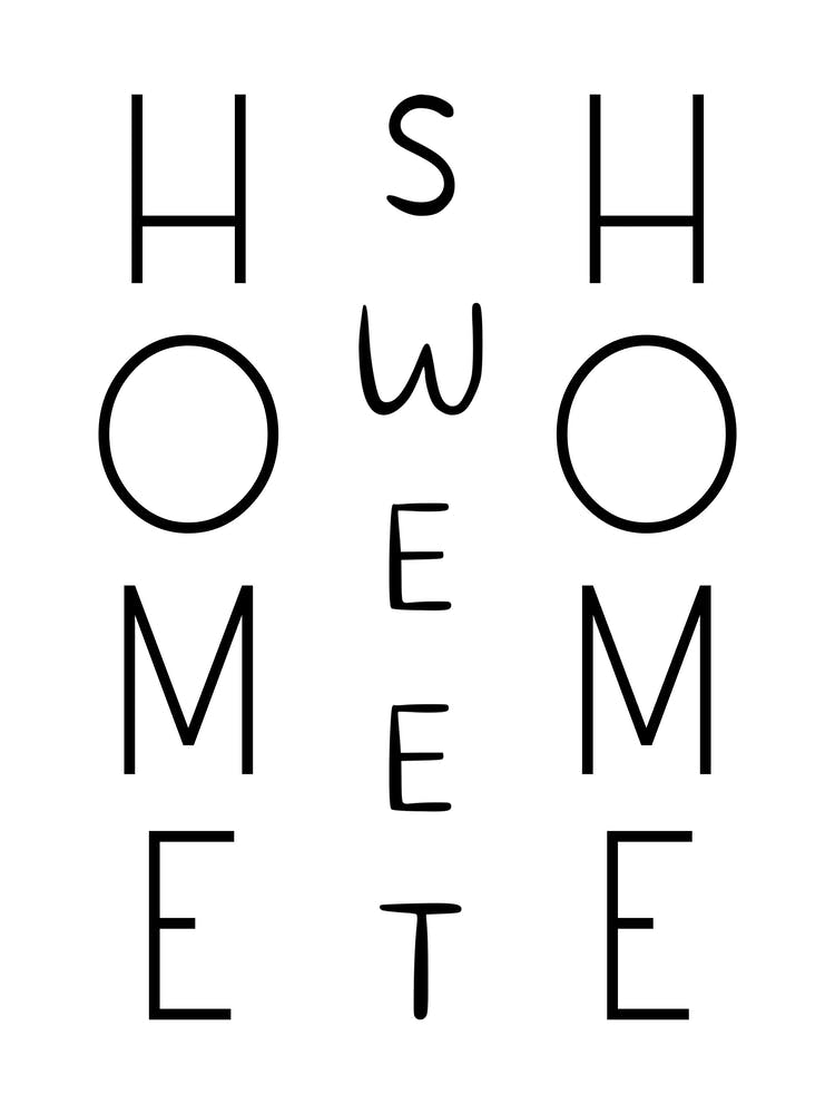Home Sweet Home Vertical Black and White