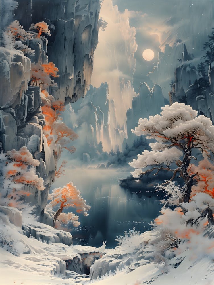 Paysage Asiatique, Bichromatique, Surréalisme, Impressionnisme