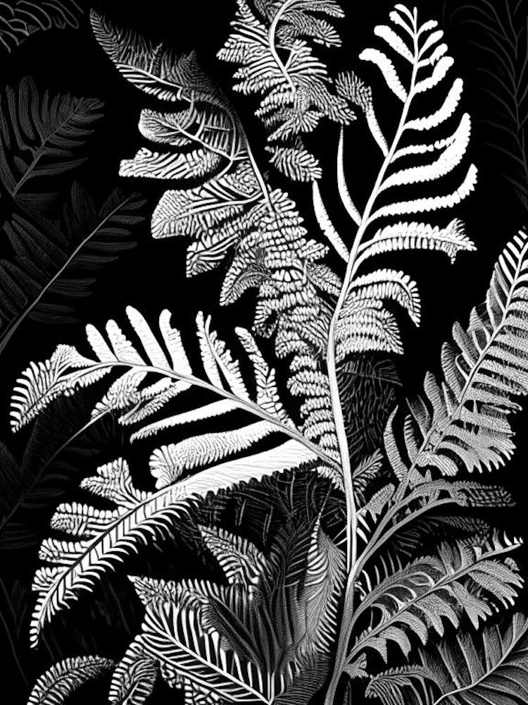 Polypodium Fern Linocut
