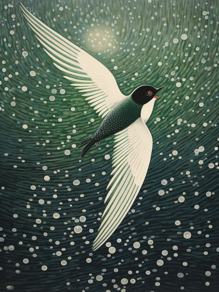 Ohara Koson Inspired Bird Painting Swallow 1