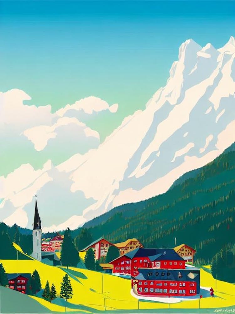 Kitzski Kitzbühel, Austria Midcentury Vintage Skiing Poster