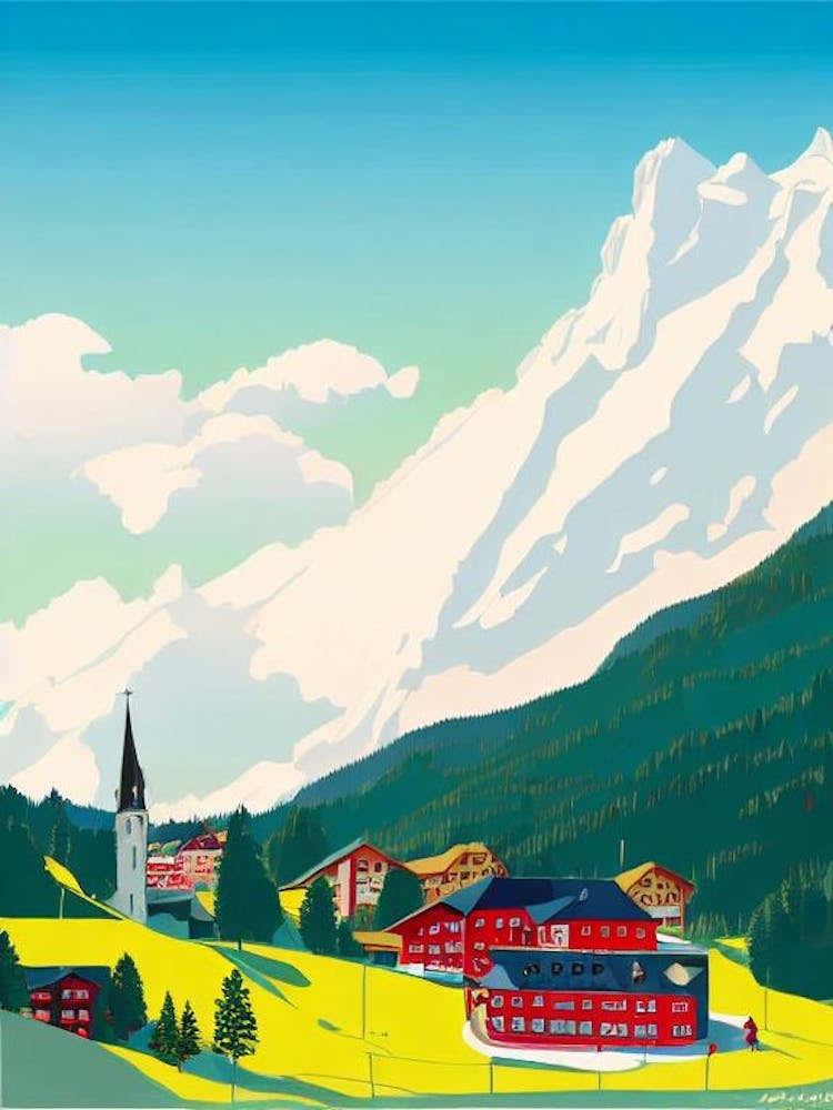 Kitzski Kitzbühel, Austria Midcentury Vintage Skiing Poster