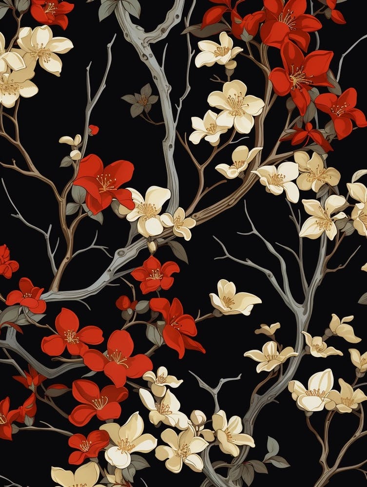 Winter Jasmine 1 William Morris Style Winter Florals