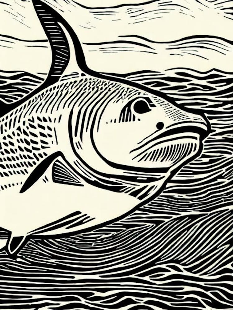 Bull Shark Linocut