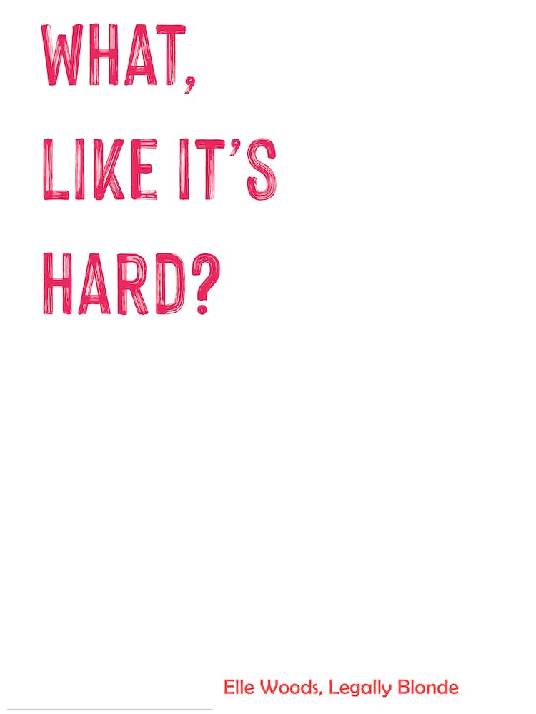Legally Blonde, What Like It's Hard?, Quote, Funny, Art, TV, Wall Print