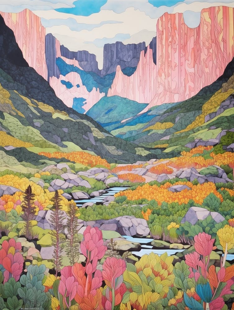 Cradle Mountain Australia 2 Colourful Mountain Illustration