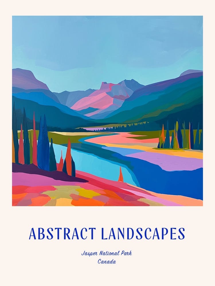 Colourful Abstract Jasper National Park Canada 3 Poster Blue