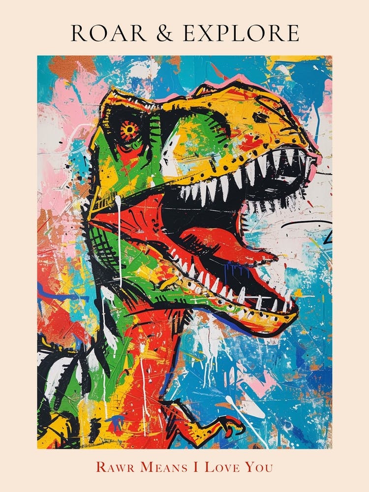 T Rex Dinosaur Chalk Style 1 Poster